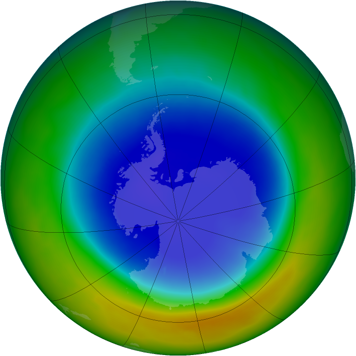 Antarctic ozone map for September 2012